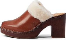 NEW BORN BROWN LEATHER COMFORT PLATFORM CLOGS MULE SIZE 8 M  125