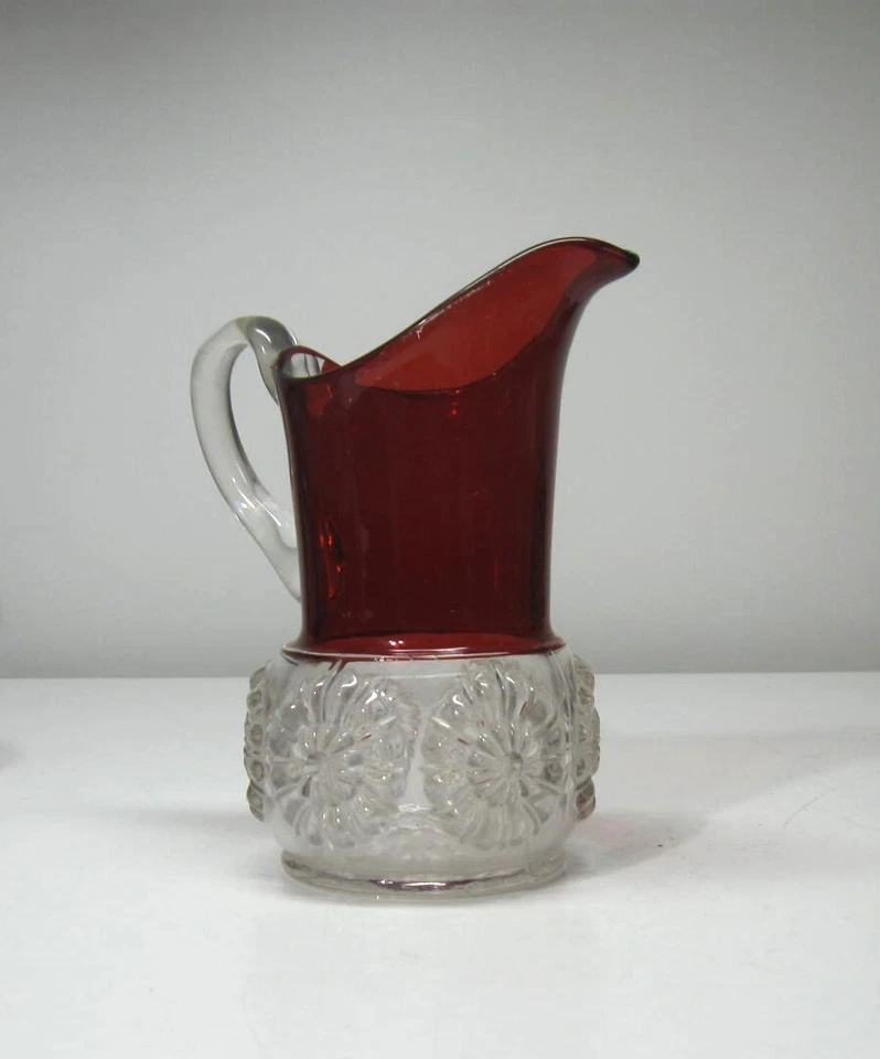 EAPG *** RIVERSIDE GLASS/DOUBLE DAISY = RUBY STAINED = CREAMER - Image 3 of 4
