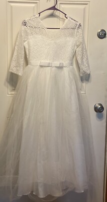 Floral Lace Tulle Dress Wedding, Communion, Holiday Dress Size 14