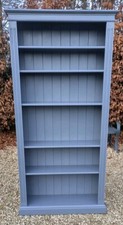 TALL SLIM SOLID PINE BOOKCASE IN DOWNPIPE FARROW AND BALL