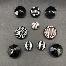 Vtg Button Covers 4 Black Jewel 6 Black & White Lot Of 10 Assorted Sizes