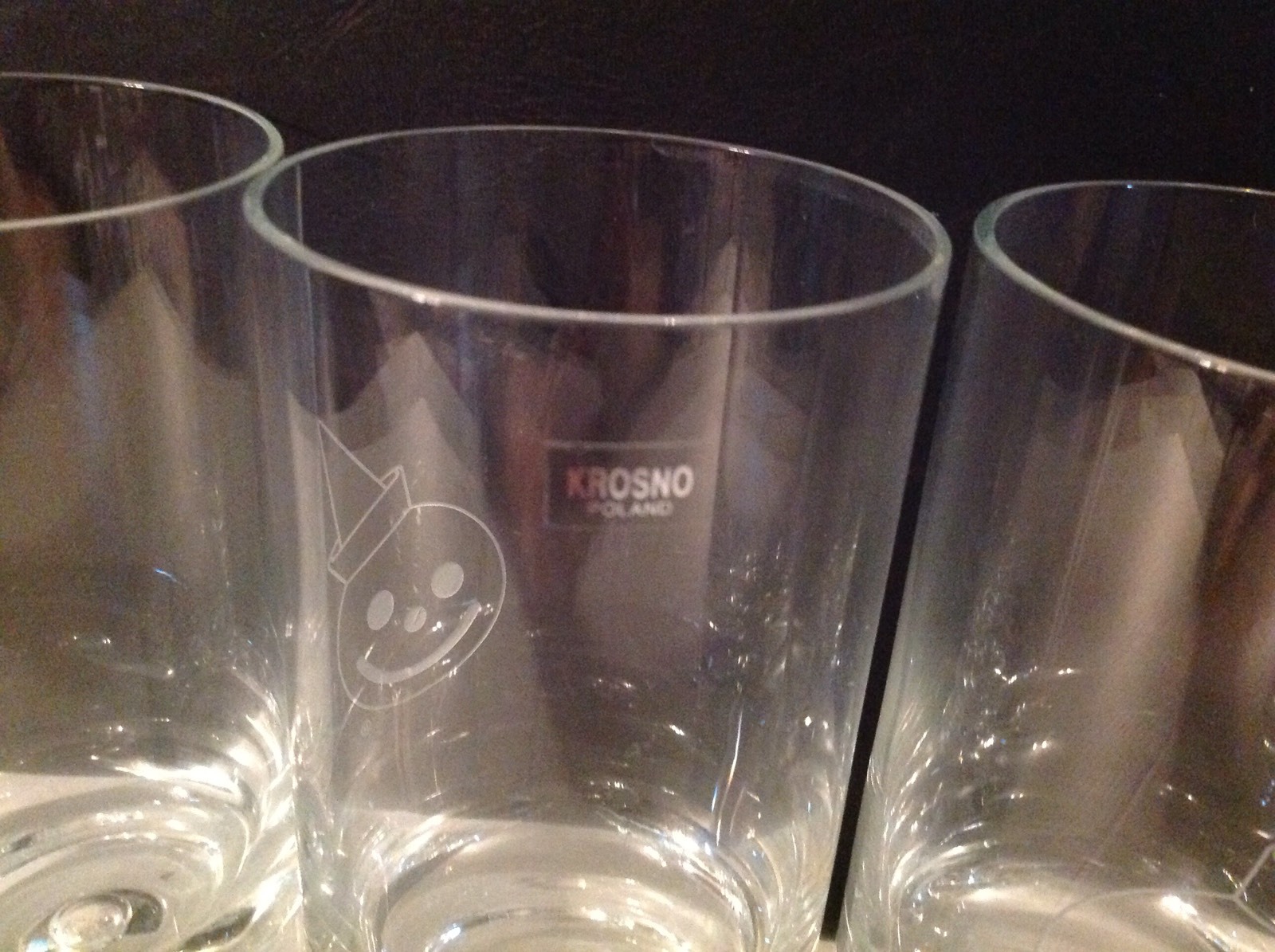 Krosno Poland Crystal Drinking Bar Glasses 4 Heavy Tumblers Etched