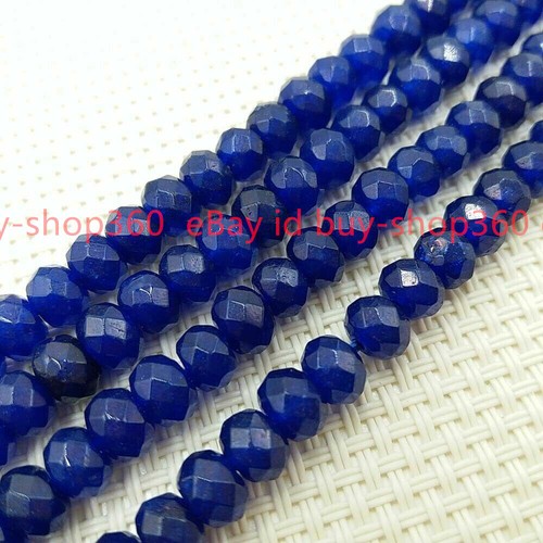 Natural 4x6mm Blue Jade Faceted Rondelle Gemstone Loose Beads 15'' AAA - Picture 10 of 12