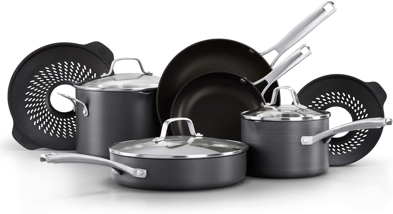 Calphalon 10-Piece Pots and Pans Set, Nonstick Kitchen Cookware with No-Boil ove