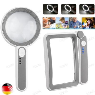 4-11 Fach Leselupe Lupe Mit LED Licht Handlupe 3 Modi Beleuchtete Leselupe DHL