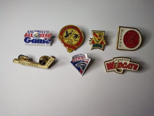Lot Of 7 New Brunswick Hockey Pins AHL 1997 All Star Game Moncton Hawks Wildcats - Picture 1 of 2