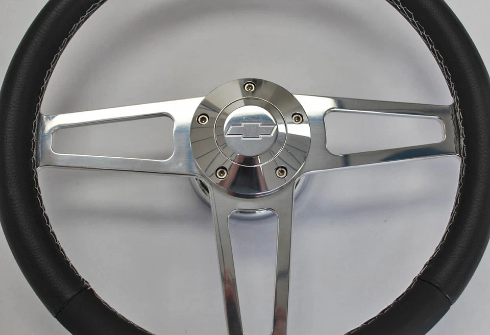 74-94 Chevy Blazer Truck Serie T Billet y Cuero Volante Pajarita Tapa Foto 3 de 4