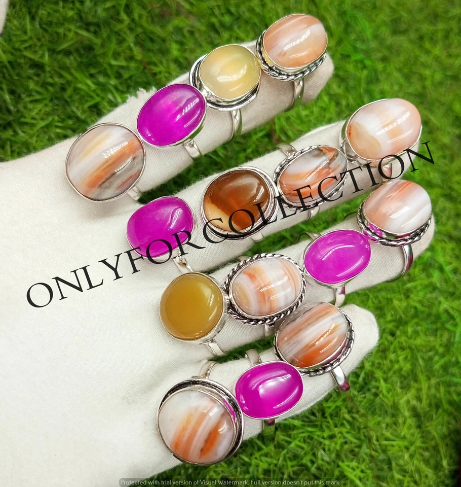 Botswana Agate Gemstone 925 Sterling Silver Plated Wholesale lot Women's Rings - Image 3 of 4