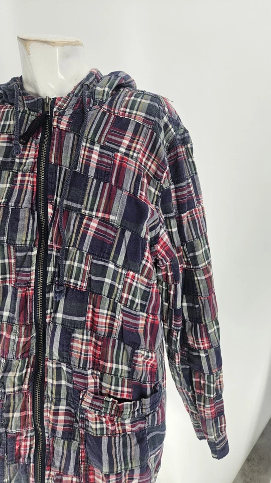 Sudadera con capucha para hombre J Press X Urban Outfitters mediana a cuadros algodón retazos Madras... Foto 2 de 4