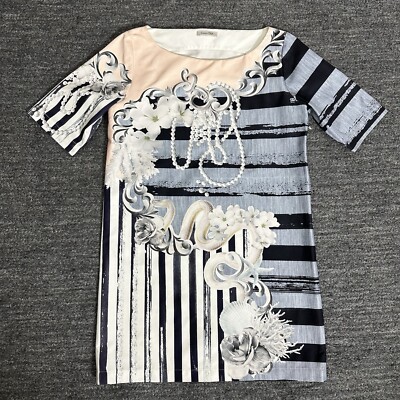 Emma Cook So Surreal Shift Dress Women 10 Pearls Floral Boat Neck Half Sleeve