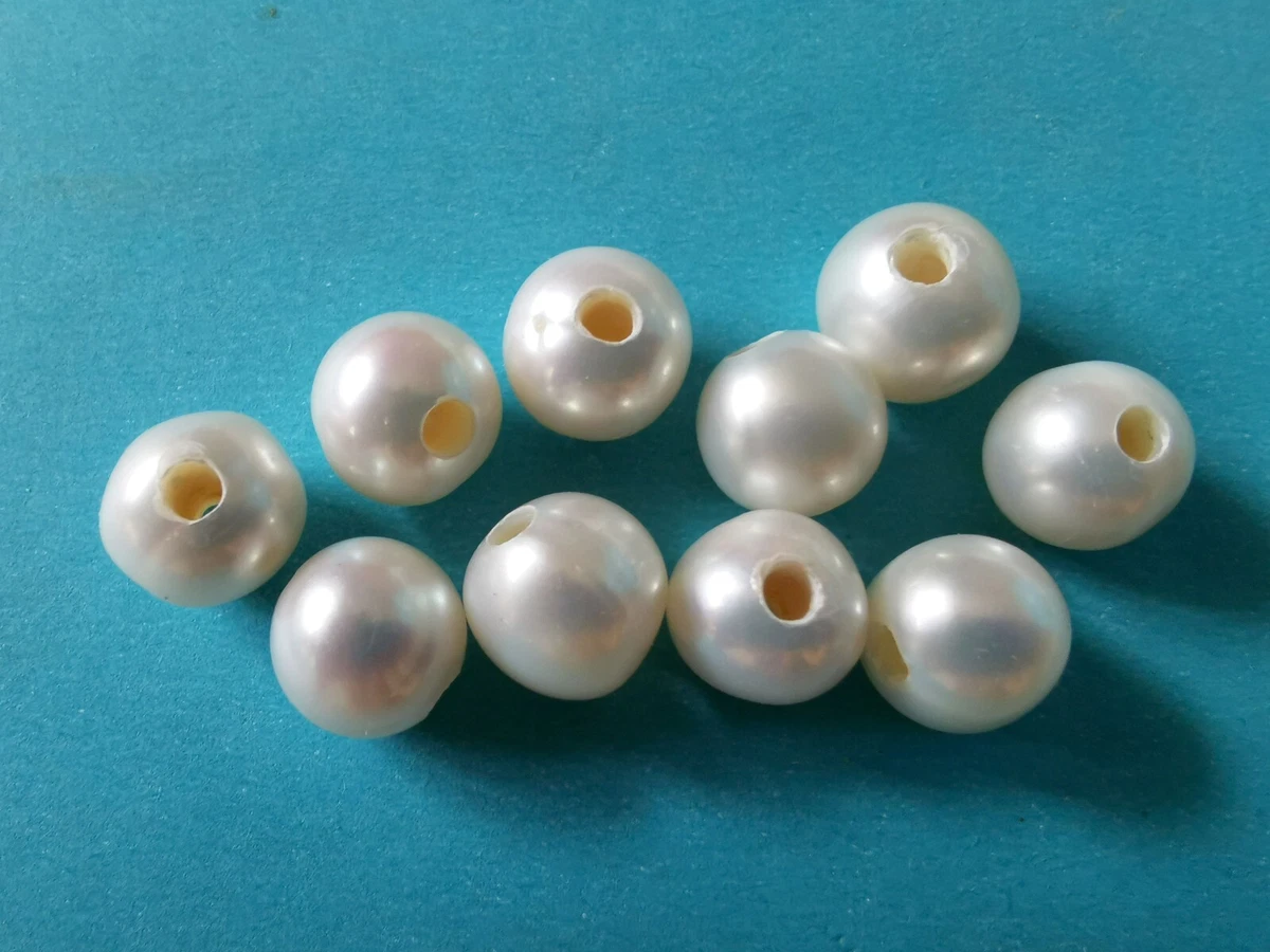 Large Hole White Freshwater Pearl Beads 10-11mm