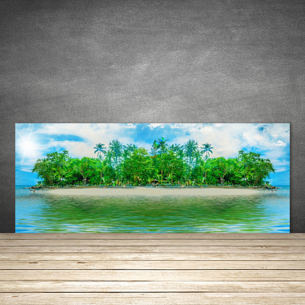 Crédence en verre 125x50 cm vue mer pour une cuisine lumineuse style évasion