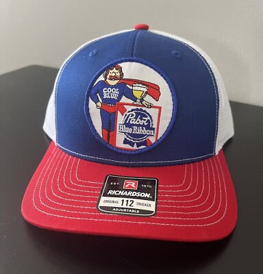Pabst Blue Ribbon PBR Cool Blue Trucker Hat Richardson 112 Cap Vintage  Style