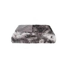 50 X 70 Dark Gray and Ivory Faux Fur Plush Throw Blanket