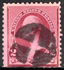 US Stamp Scott #219D, 2c, Washington, Lake, Used, Fancy Cancel, SCV$5.75