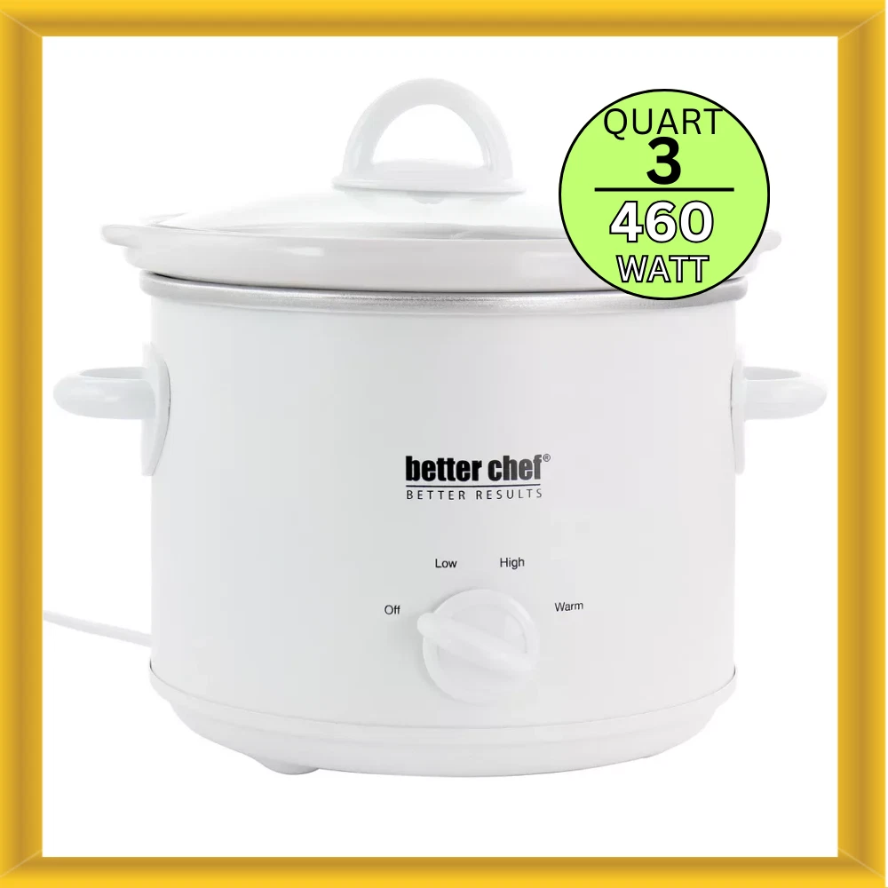 Better Chef 3 Quart Round Slow Cooker with Removable Stoneware Crock White