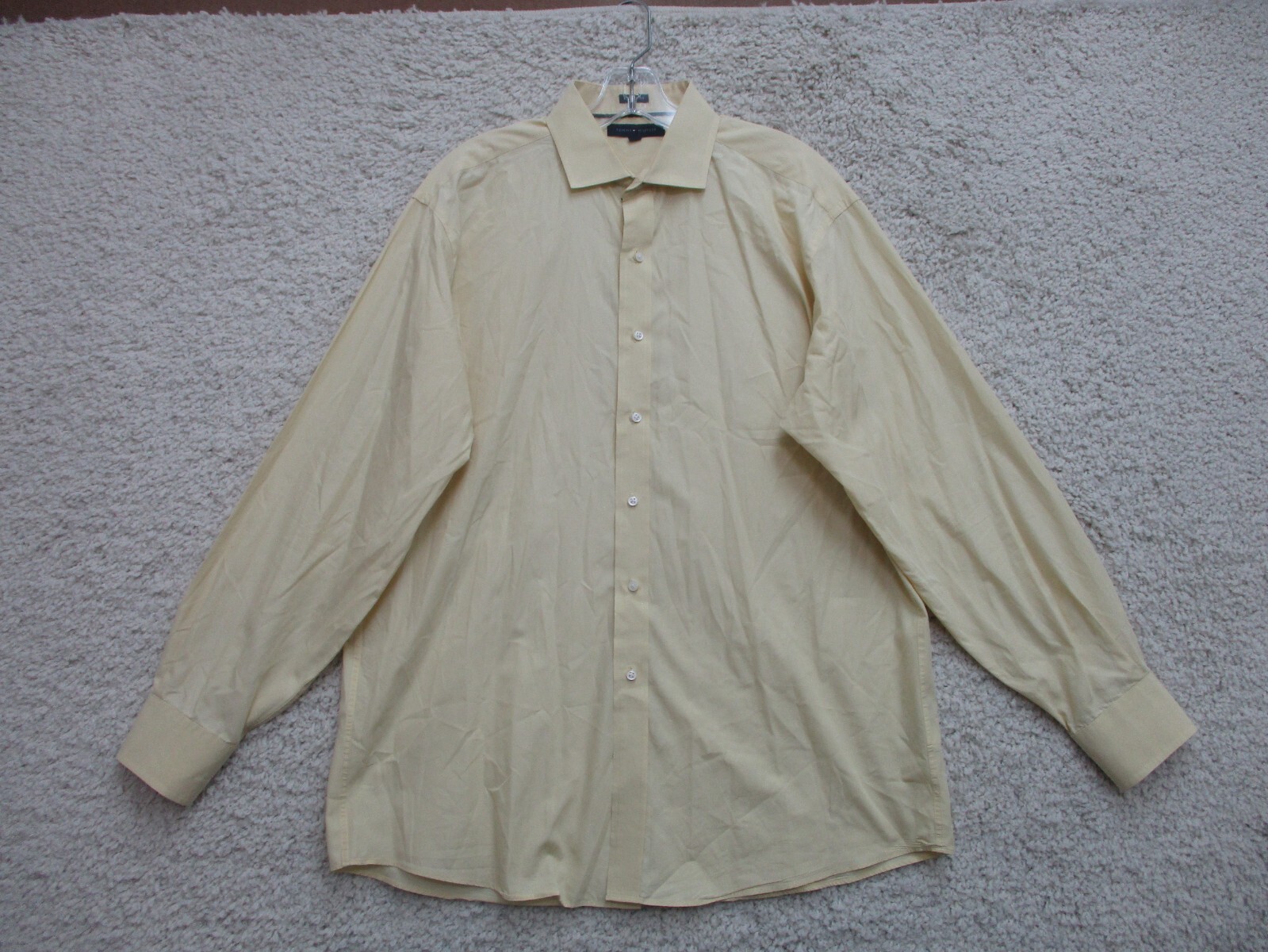 Tommy Hilfiger Men's Regular Fit Yellow Long Sleeve Dress Shirt 16.5