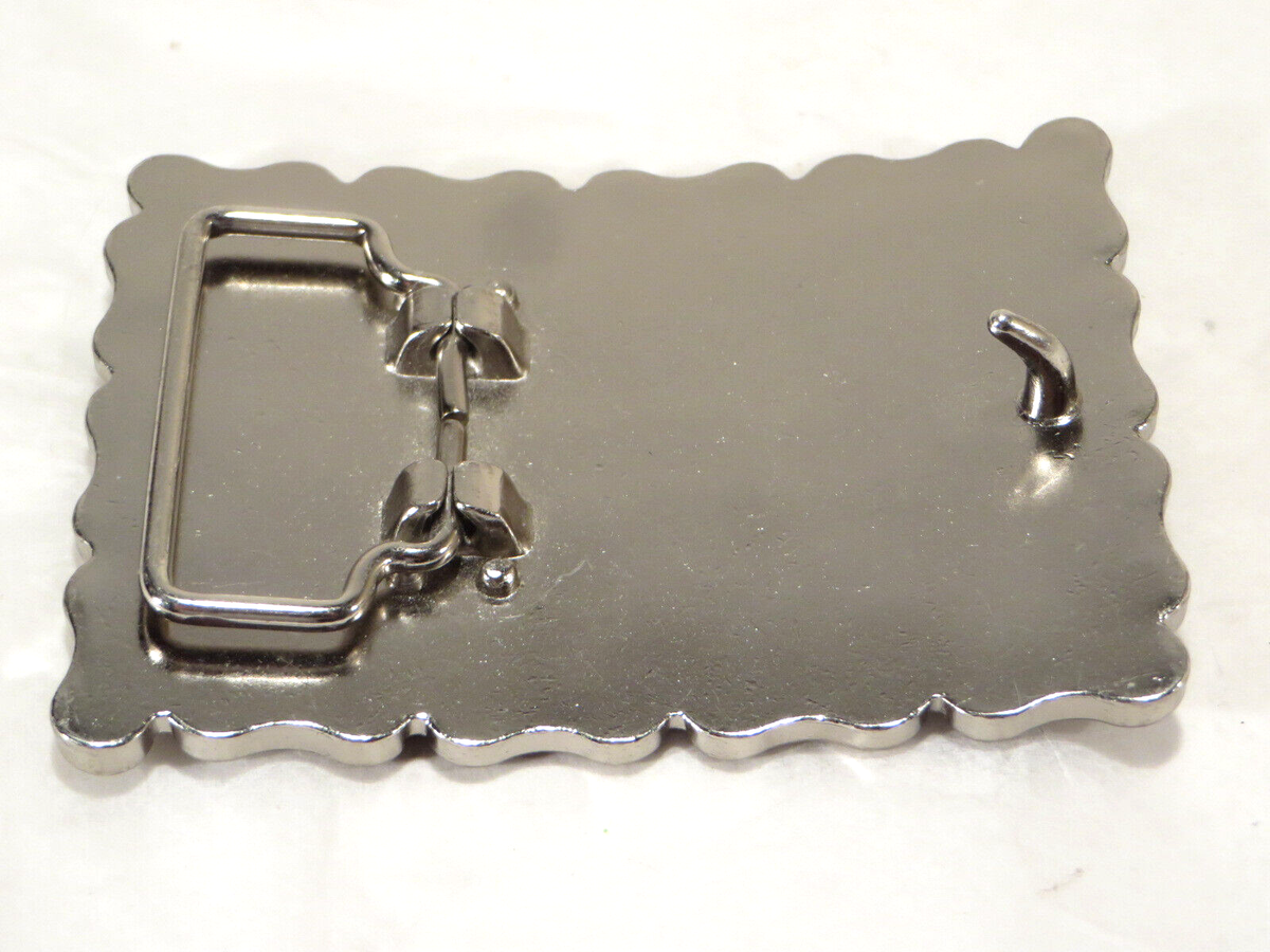 Skull & Cross Bones Enameled Belt Buckle Biker Metal 3