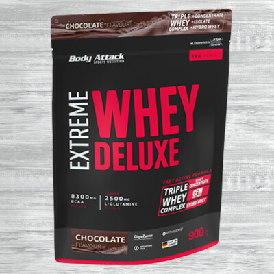 Body Attack Extreme Whey Deluxe Protein 900g Beutel 41,00  /kg mit Glutamin BCAA