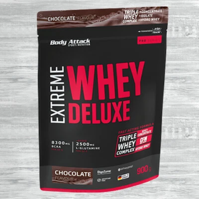 Body Attack Extreme Whey Deluxe Protein 900g Beutel 41,00 €/kg mit Glutamin BCAA