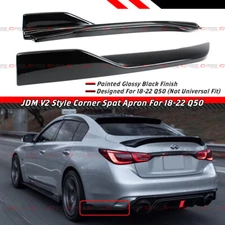 For 2018-2024 Infiniti Q50 Glossy Black Rear Bumper Side Corner Aprons Extension