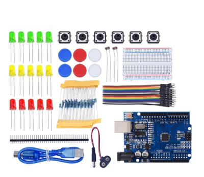 Uno R3 MEGA328P Starter Set Breadboard LED Jumper Wire Button Kit Arduino