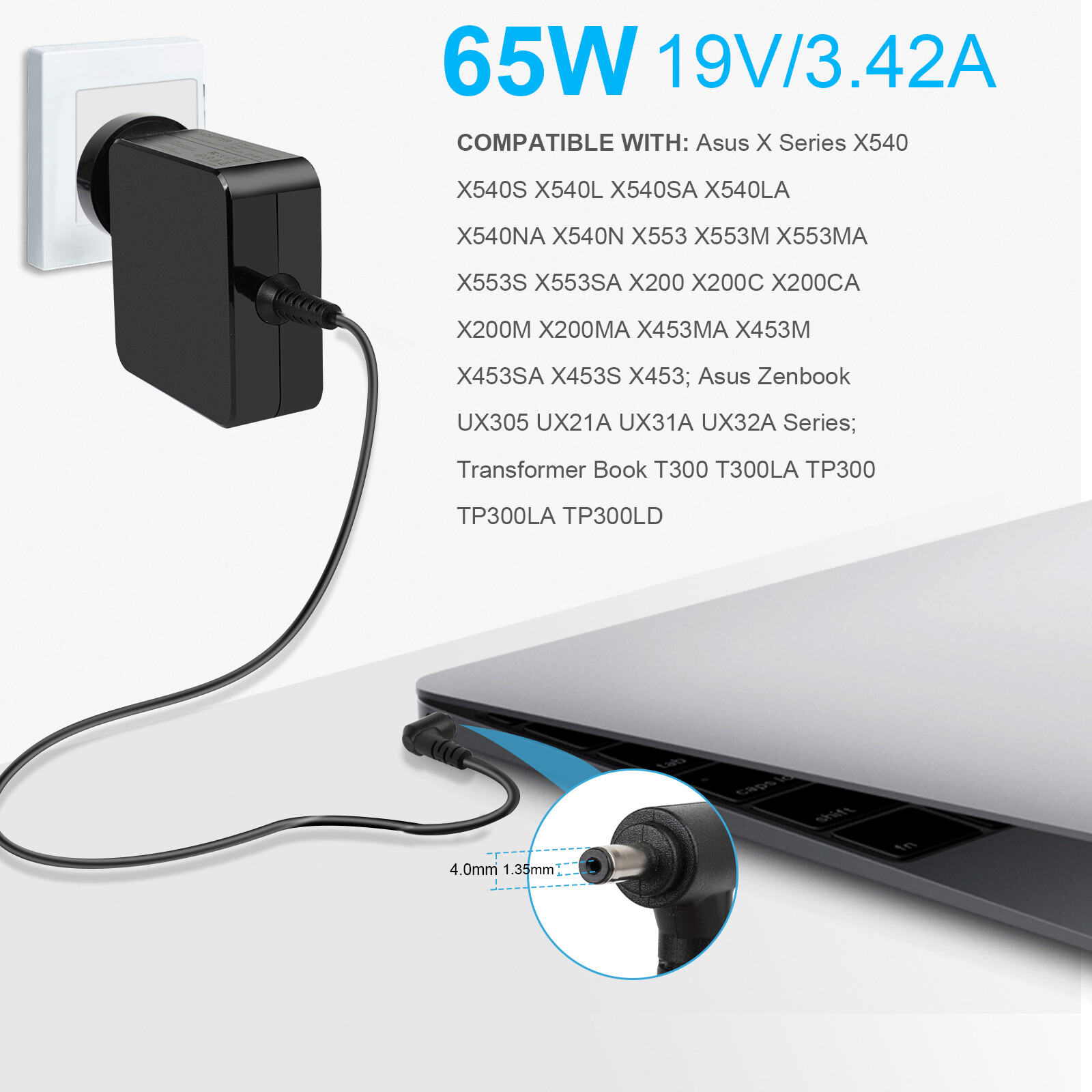 65W AC Adapter Charger For ASUS E410MA E410M E410 E210M E210E510 E406M