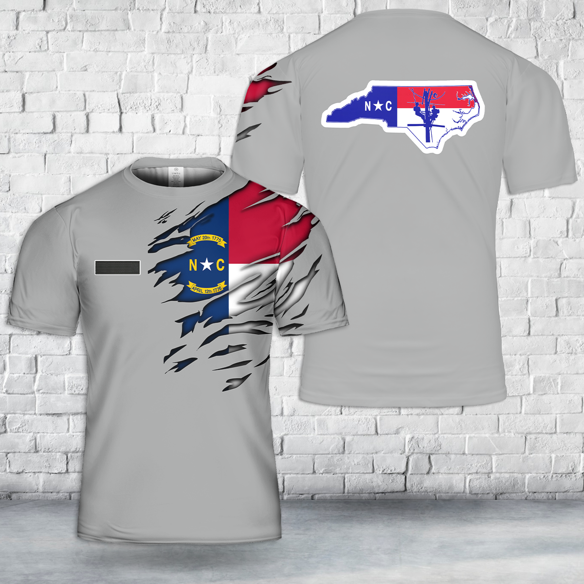 Custom Name North Carolina Power Lineman T-Shirt 3D