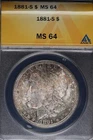 1881 S Morgan Silver Dollar ANACS MS64 Toned *DoubleJCoins* 9107-59