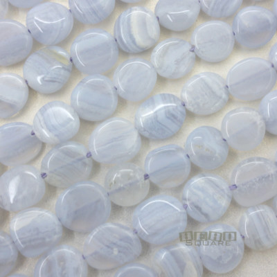 15.5'' Natural Blue Lace Agate Oval Round Free Form Beads ap. 8mm - 10mm #13034