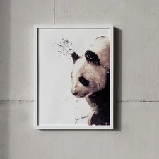 Panda Portrait Splatter Style Artwork Fine Art Print (Unframed)