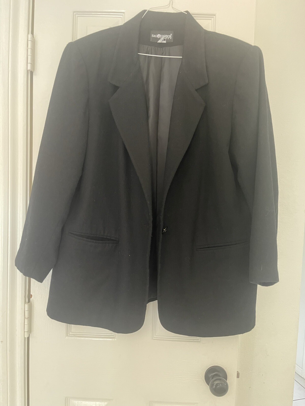 Womens Black Button Front  Wool Winter Pea Coat Plus Size 20W