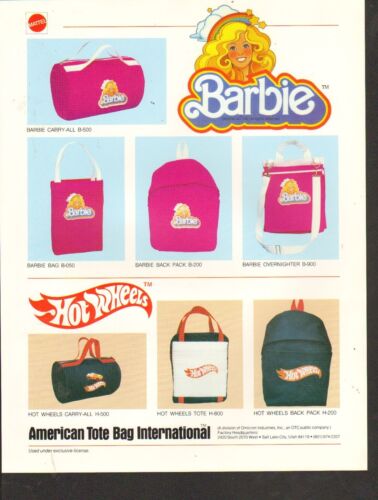 VINTAGE AD SHEET #1736 - BARBIE TOTE BAGS - Picture 1 of 1
