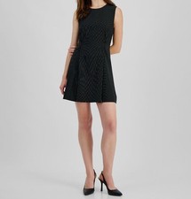 City Studio Juniors' Women's Black Striped Round Neck Sleeveless Dress Size 3-4