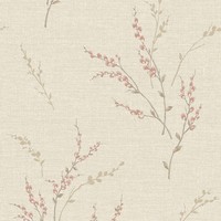 Belgravia Carmella Floral Vinyltapete Metallic Hessian Rosa 7153 Neu PräGe