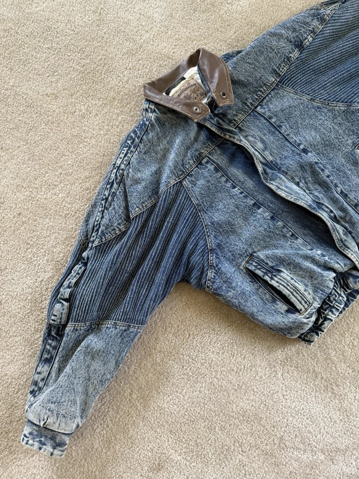 Chaqueta Bomber Grande Forrada Sherpa Denim Mirage Años 80 90 De Colección Foto 4 de 4
