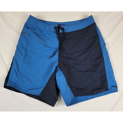 Patagonia Mens 35 Board Shorts Blue Colorblock Swim Trunks Nylon Lace Up Fly