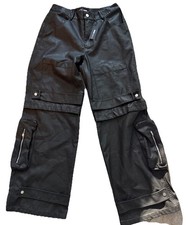 NWT Women s Fashion Nova Street Heat Washed Faux Leather Cargo Pants Black Sz XL