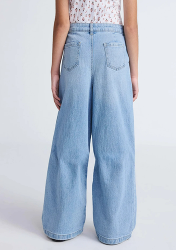 WEEKEND ACADEMY Girls Plated Denim Medium Wash Wide Leg Jeans, NWT - Picture 3 of 12