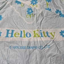 VTG Y2K Hello Kitty Blue Floral Quilted Comforter Reversible Gingham Sanrio 2000
