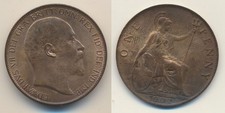 GREAT BRITAIN: 1902 1d King Edward VII Penny, High Grade 