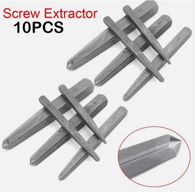 10PCS/Set Straight Fluted Screw Extractor Drill Square Easy Out Extraction Tool