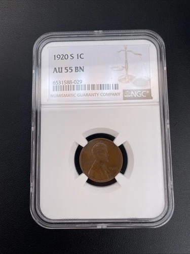 1920 S Lincoln Cent NGC AU 55 BN Wheat Penny 1c