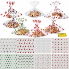 Yexiya 48 Pcs Christmas Cellophane Cookie Tray Bags 15" 1 Count (Pack of 48) 