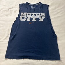 Detroit Tigers Nike Cut Off Shirt Large MLB Baseball Blue Motor City Gym Shirt