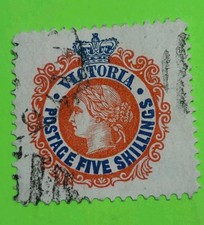Victoria, Issue 1867 ,Five Shillings Scarlet &Blue 💙 Used   (25-02_11)