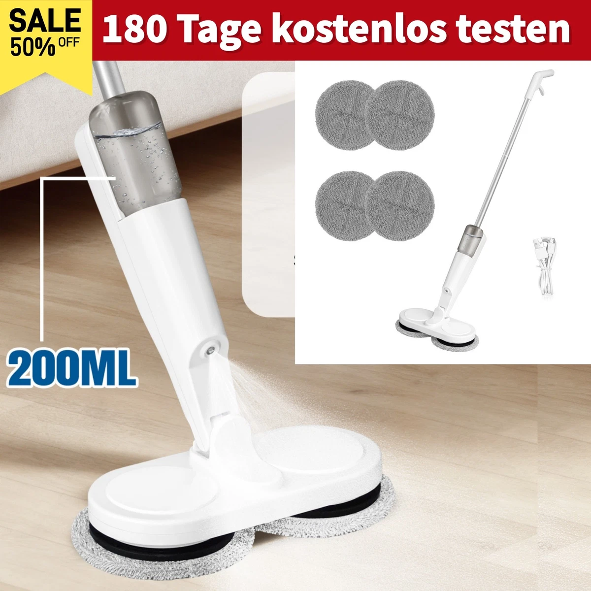 MAXXMEE Akku-Wschmopp Rotatonsmopp Akku-Bodenwscher Nkl