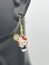 Hello Kitty, playing tennis multicolored earrings, costume jewelry