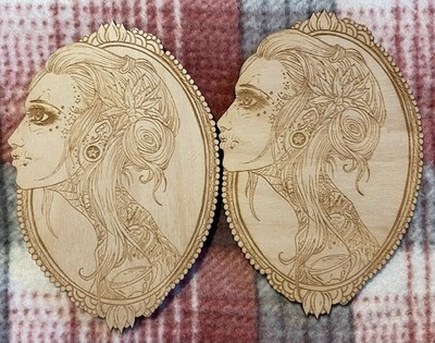 Day Of The Dead Laser Engraved Woman In Frame Set Of 2