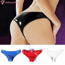 Lady Wet Look Lingerie Briefs Panties Low Waist Leather Underwear Bikini Knicker